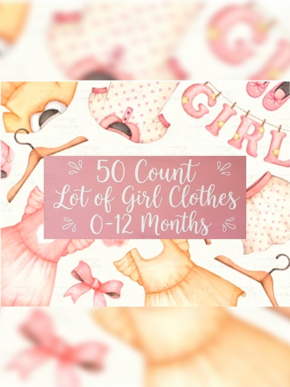 50 Count Baby Girl Clothes 0-12 Months